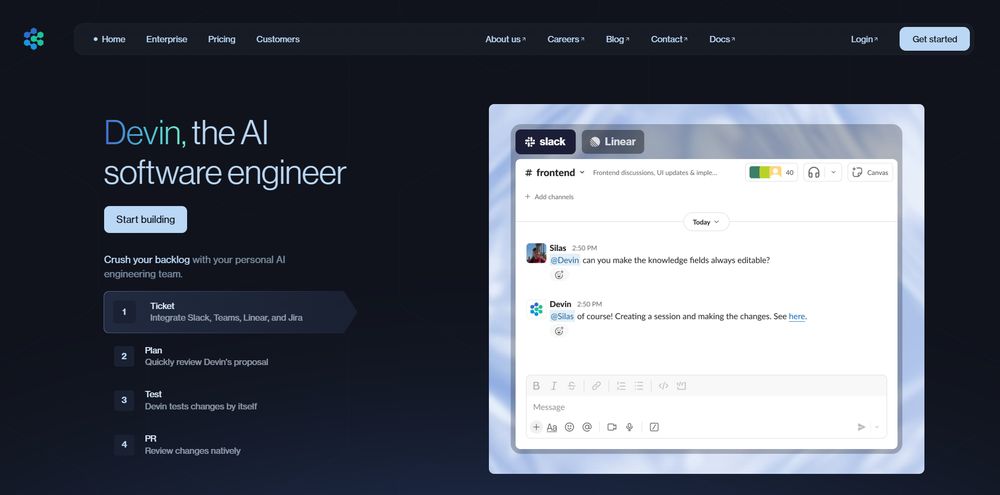 Devin网站首页截图预览
