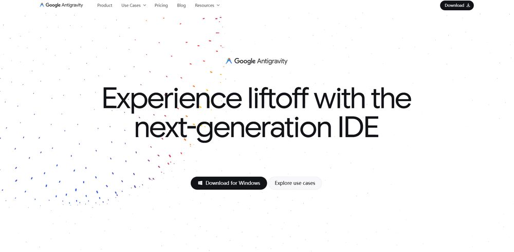 Google Antigravity网站首页截图预览