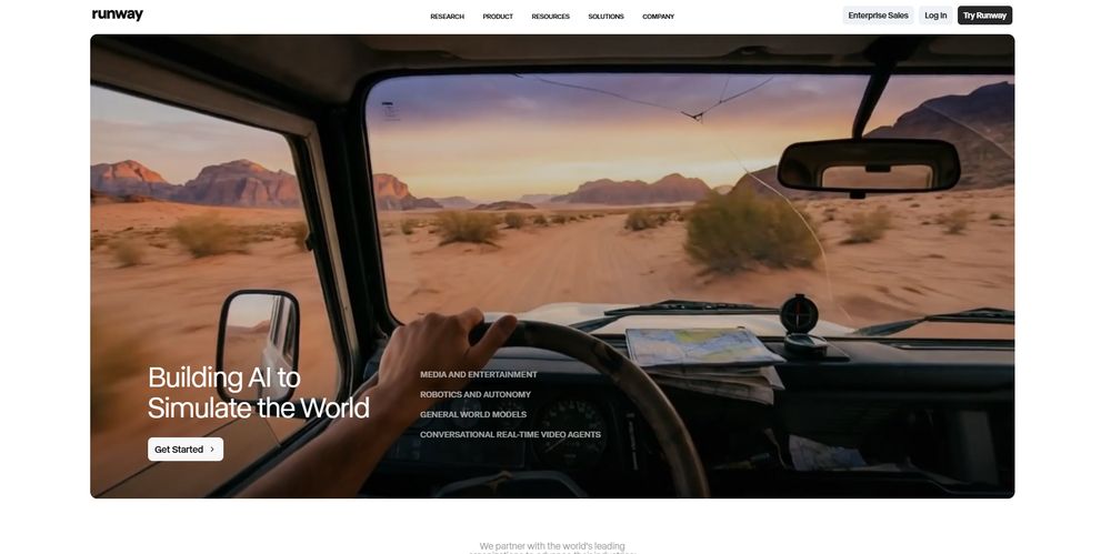 Runway网站首页截图预览