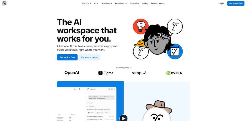 Notion AI网站首页截图预览