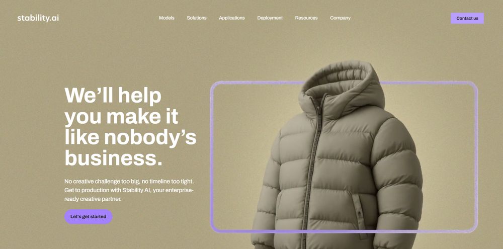Stability AI网站首页截图预览