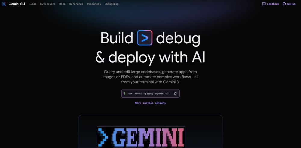 Gemini CLI网站首页截图预览