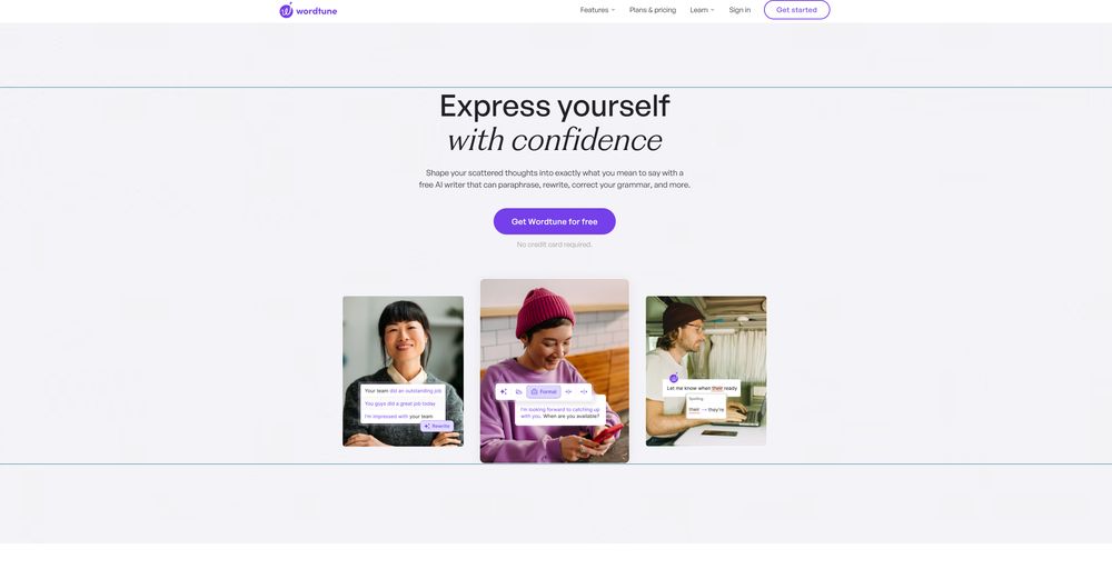 Wordtune网站首页截图预览