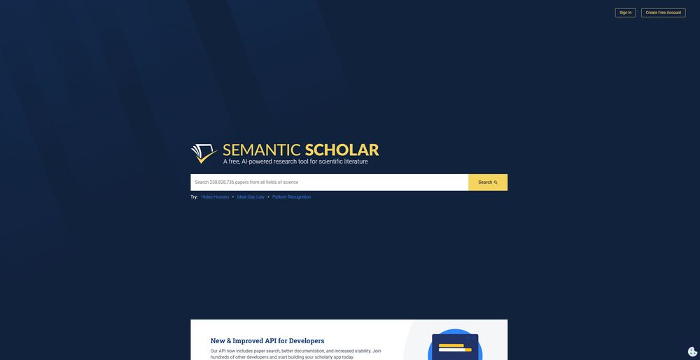 Semantic Scholar网站首页截图预览