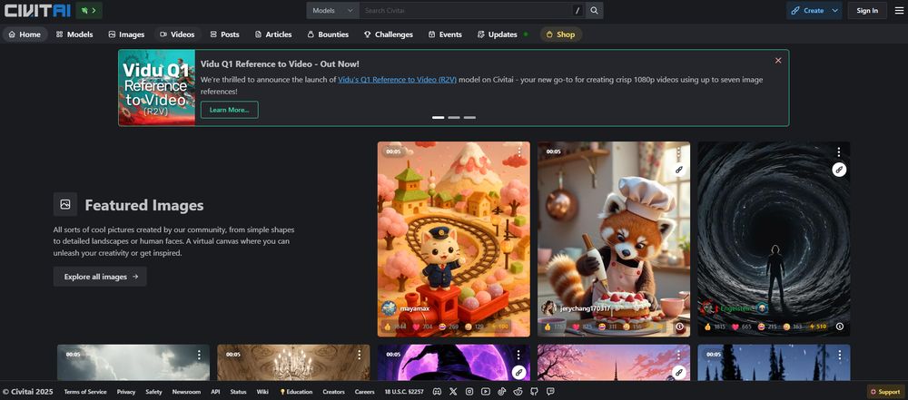 civitai网站首页截图预览