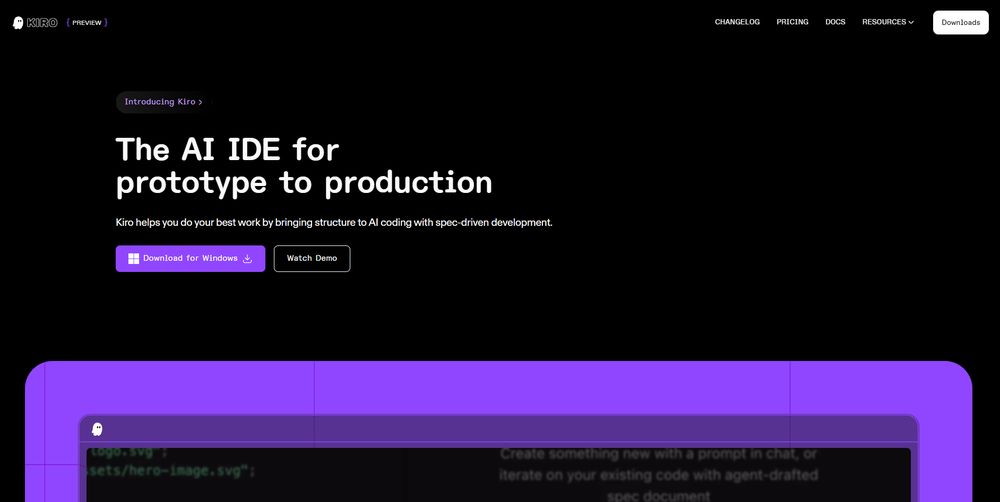 Kiro网站首页截图预览