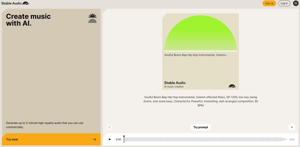 Stable Audio网站首页截图预览