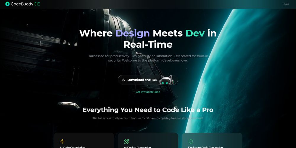 CodeBuddy IDE网站首页截图预览