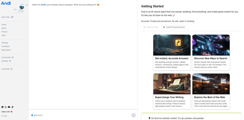 Andi网站首页截图预览